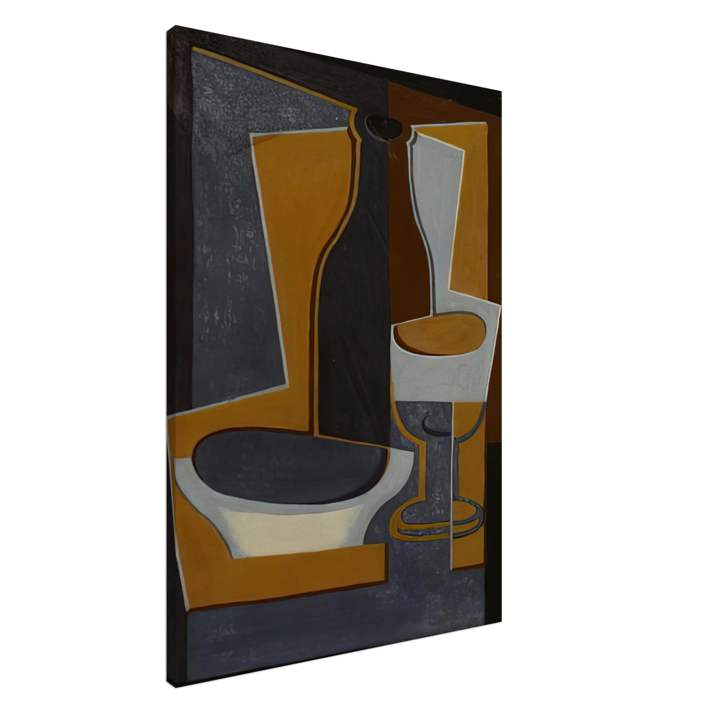 Juan Gris - BOUTEILLE BOL ET VERRE 1922 Canvas - 20x30 cm / 8x12 inches-canvas