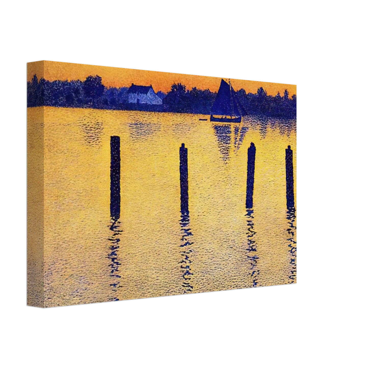 Theo van Rysselberghe - SAILBOATS ON THE RIVER SCHELDT 1892 Canvas - 40x60 cm / 16x24 inches-canvas