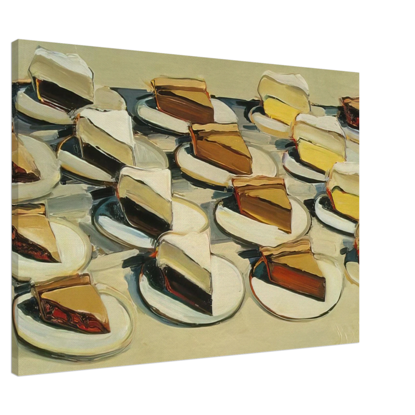 Wayne Thiebaud - Pies, Pies, Pies - 1961 Canvas - 20x30 cm / 8x12 inches-canvas