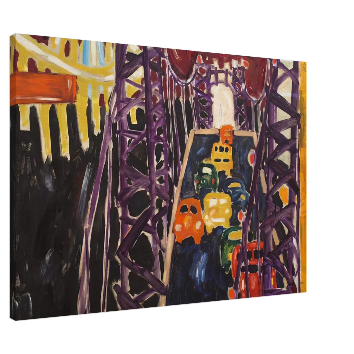 Allan Kaprow - George Washington Bridge, with Cars Canvas - 20x30 cm / 8x12 inches-canvas