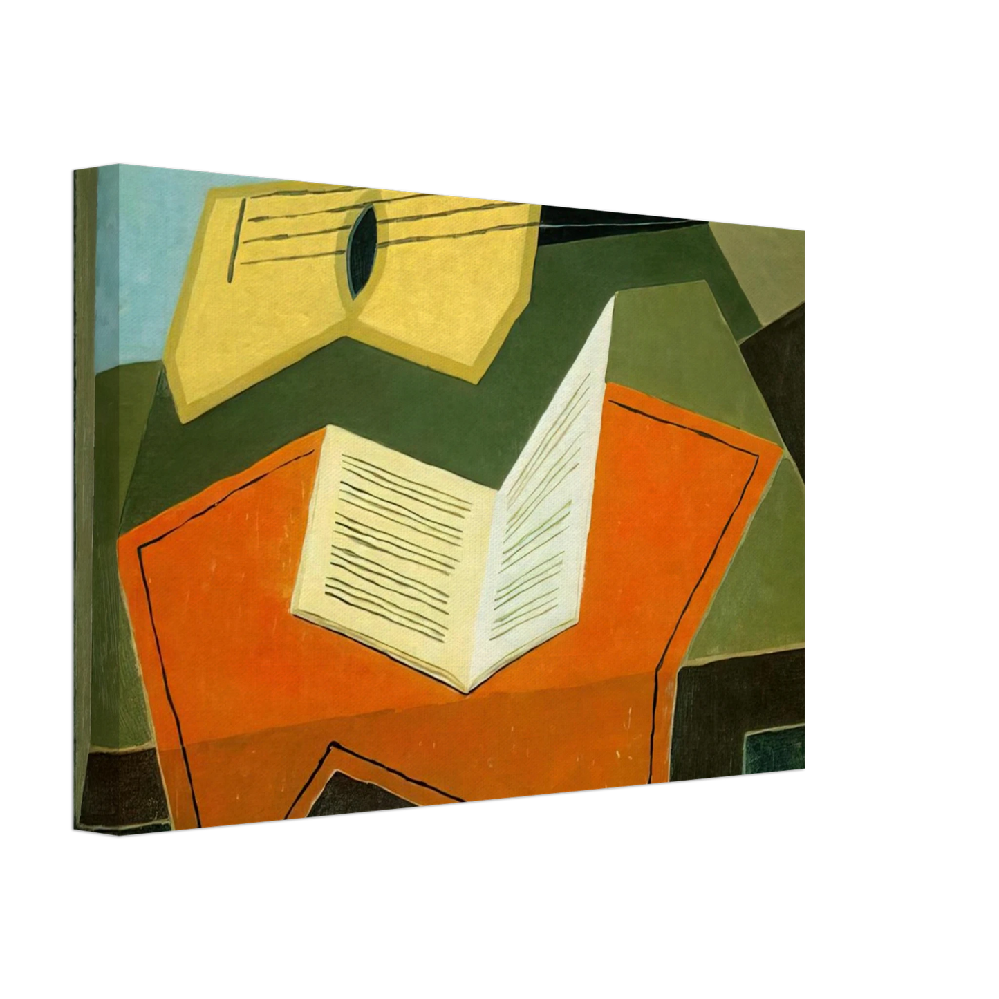 Juan Gris - GUITAR AND MUSIC PAPER 1927 Canvas - 40x60 cm / 16x24 inches-canvas