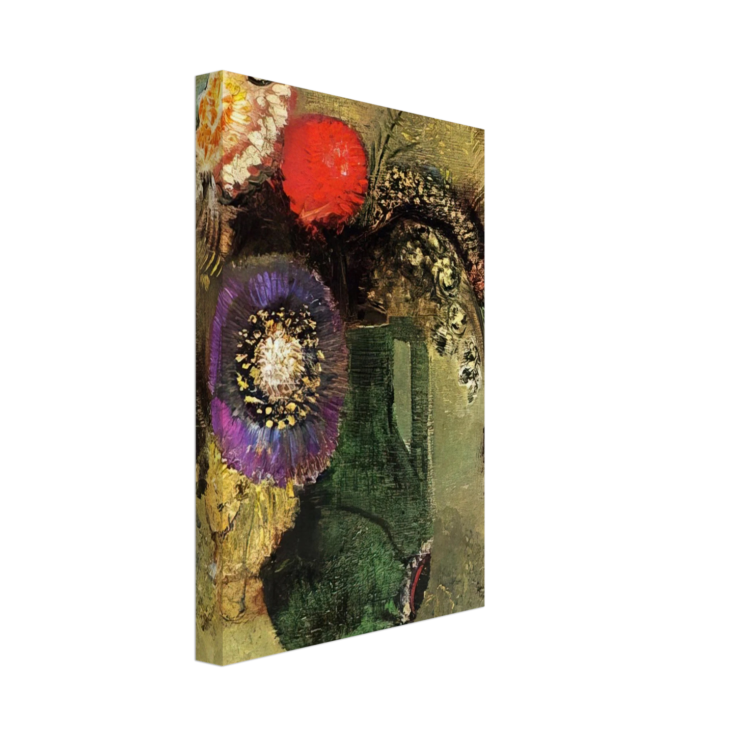 Odilon Redon - FLOWERS IN GREEN VASE WITH HANDLES Canvas - 70x100 cm / 28x40 inches-canvas