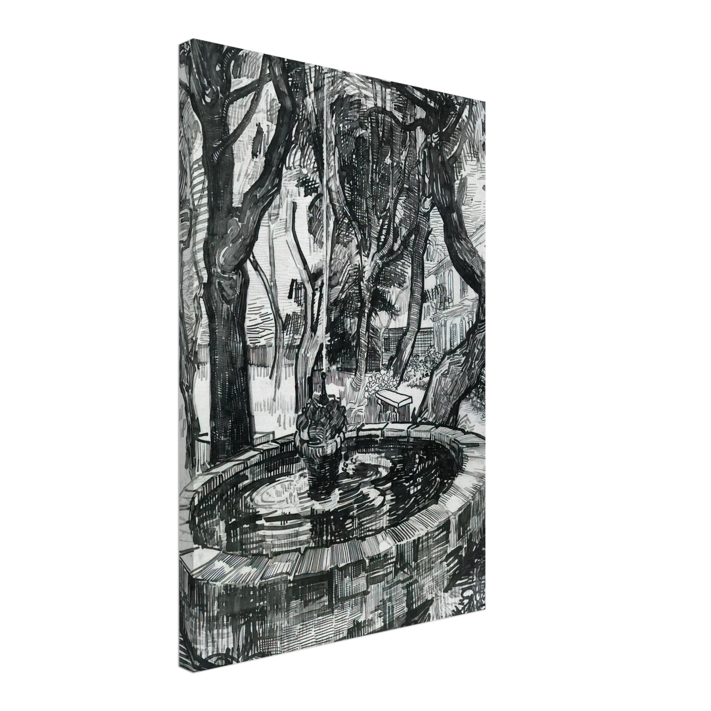 Vincent van Gogh - Fountain in the Garden of Saint-Paul Hospital Canvas - 40x60 cm / 16x24 inches-canvas