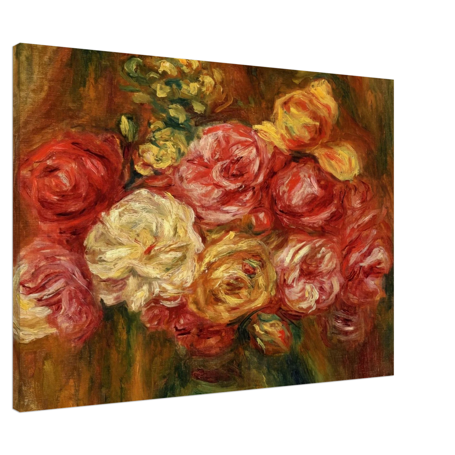 Pierre-Auguste Renoir - Bouquet of Roses in a Green Vase Canvas - 20x30 cm / 8x12 inches-canvas