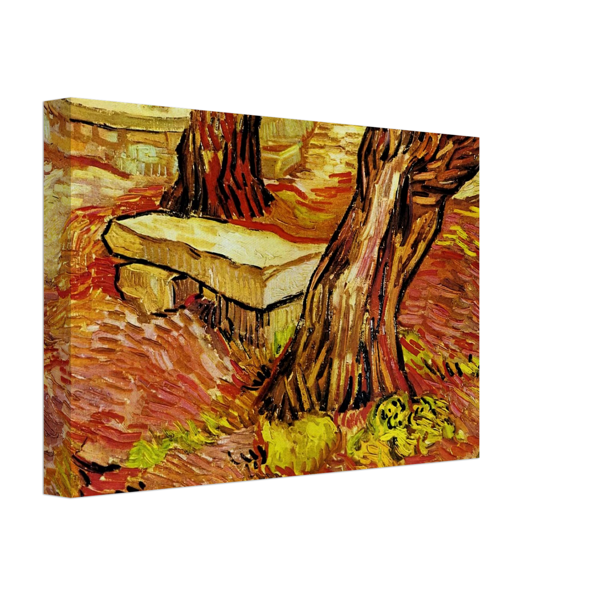 Vincent van Gogh - The Stone Bench in the Garden at Saint-Paul Hospital Canvas - 40x60 cm / 16x24 inches-canvas