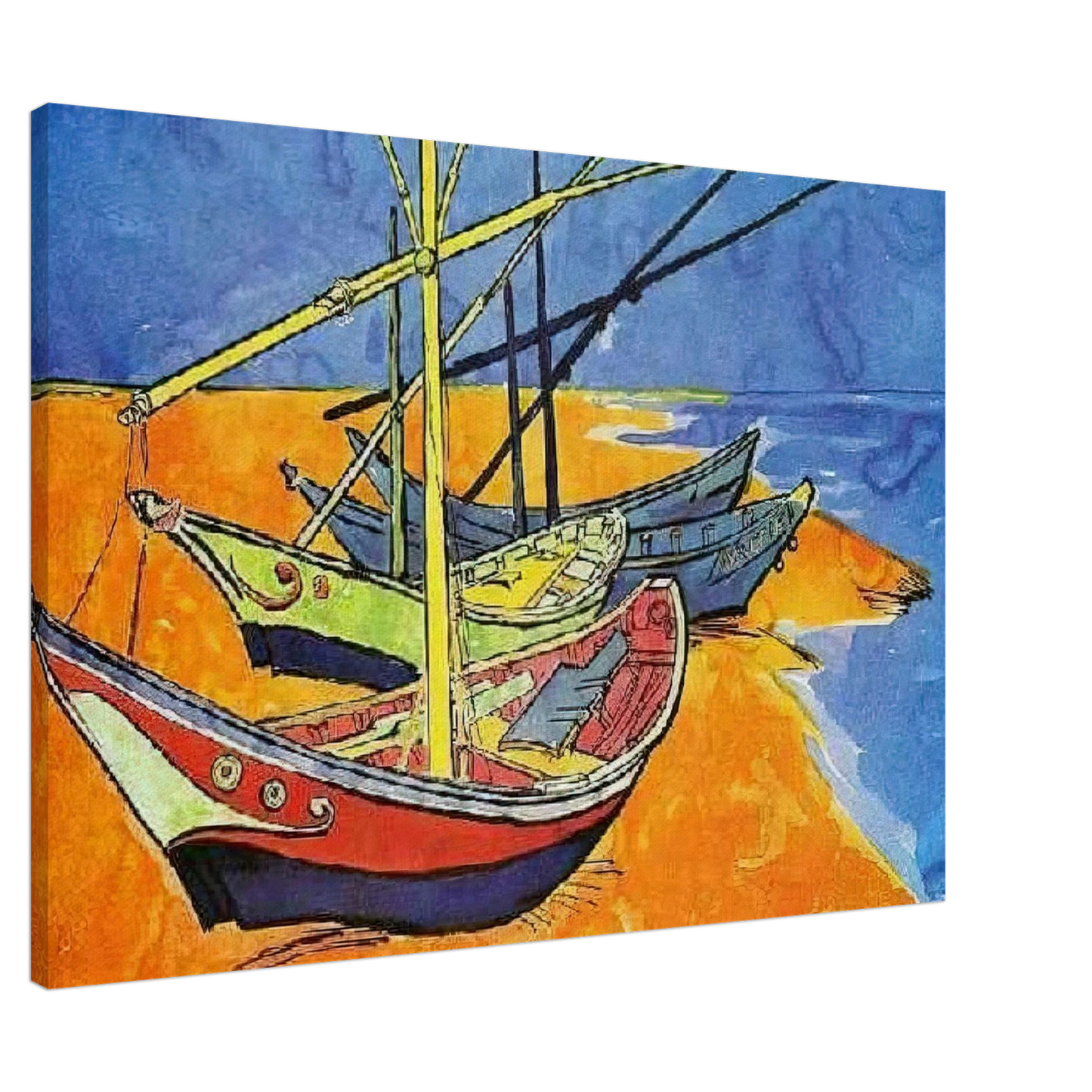 Vincent van Gogh - Fishing Boats on the Beach at Saintes-Maries-de-la-Mer Canvas - 20x30 cm / 8x12 inches-canvas