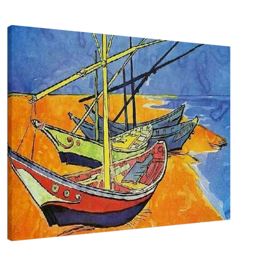 Vincent van Gogh - Fishing Boats on the Beach at Saintes-Maries-de-la-Mer Canvas - 20x30 cm / 8x12 inches-canvas