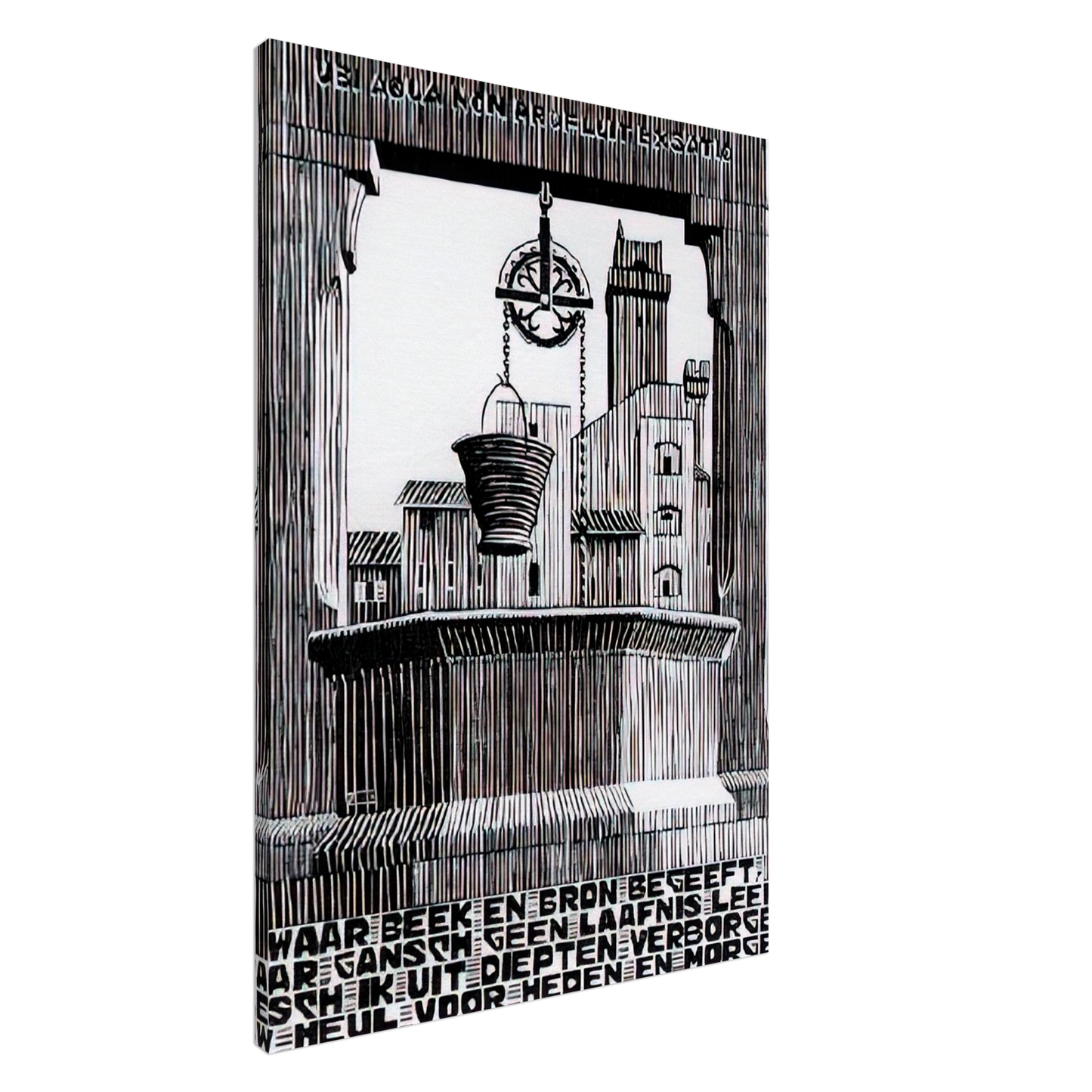 MC Escher - EMBLEMATA WELL Canvas - 20x30 cm / 8x12 inches-canvas