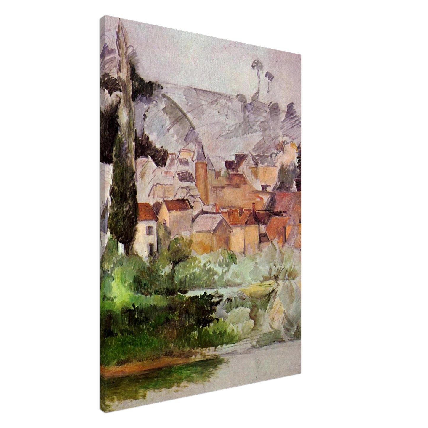Paul Cezanne - Medan Chateau and Village Canvas - 20x30 cm / 8x12 inches-canvas