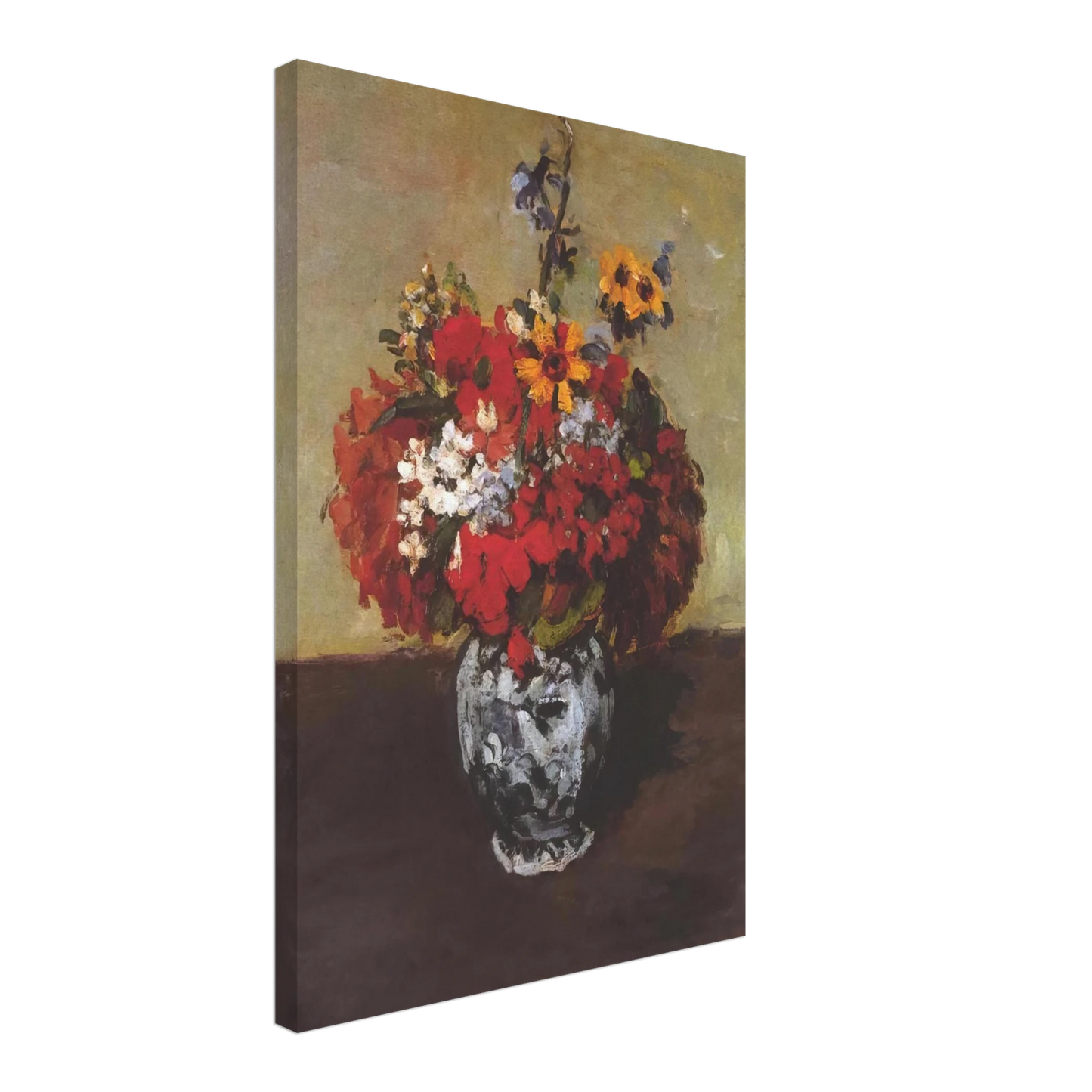 Paul Cezanne - Dahlias In A Delft Vase Canvas - 70x100 cm / 28x40 inches-canvas