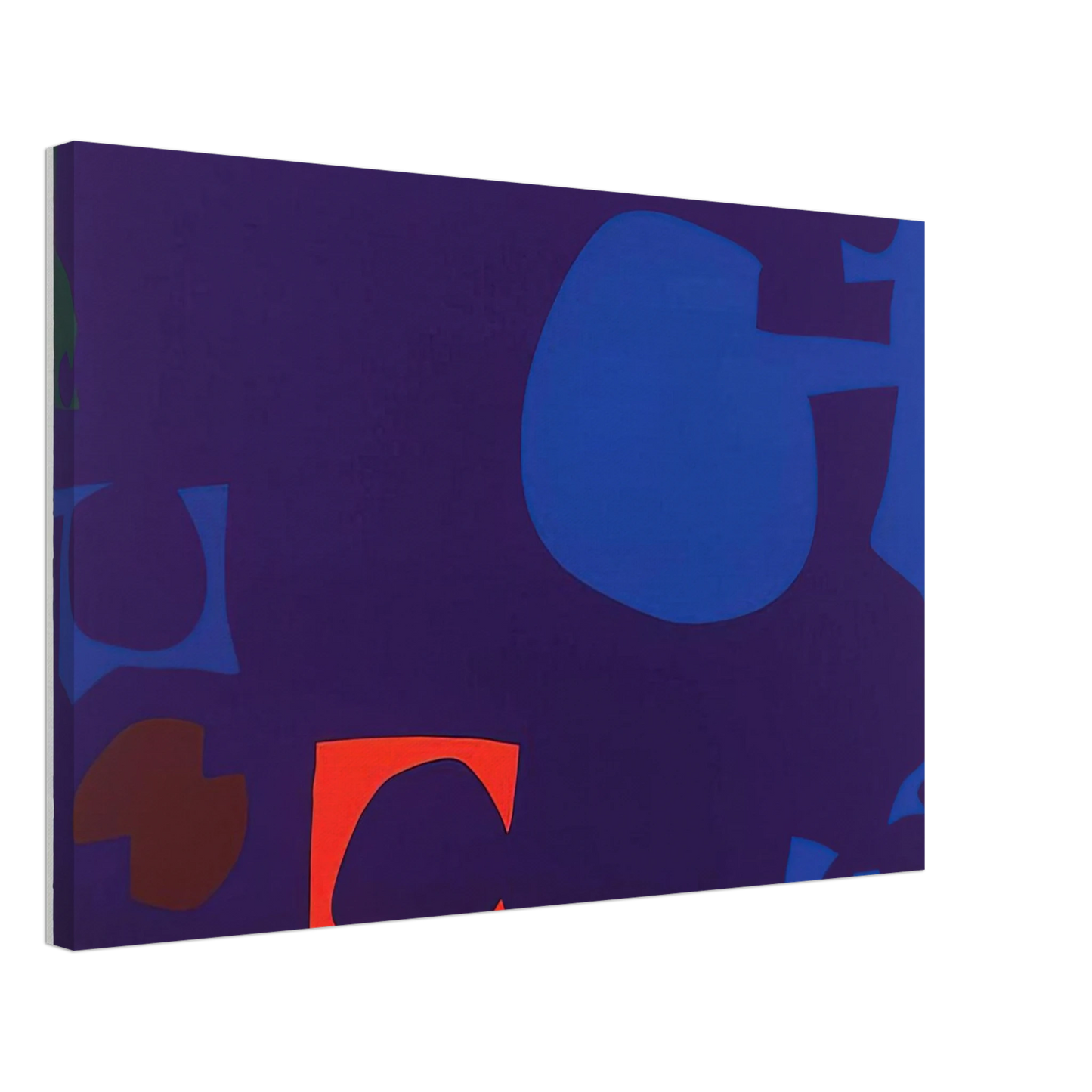 Patrick Heron - Blue and Deep Violet with Orange, Brown and Green - 1970 Canvas - 40x60 cm / 16x24 inches-canvas