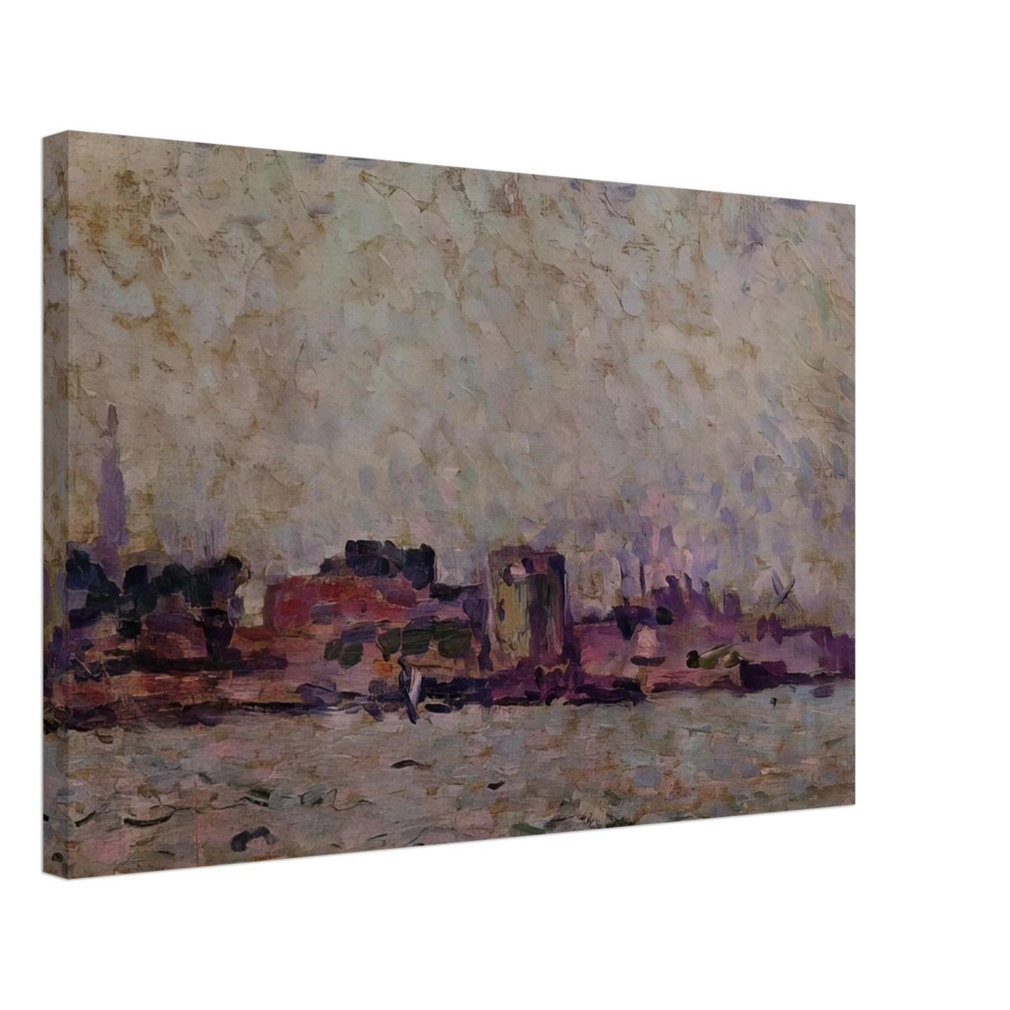 Theo van Rysselberghe - MORNING FOG OVER THE PORT OF VEER HOLLAND 1906 Canvas - 40x60 cm / 16x24 inches-canvas