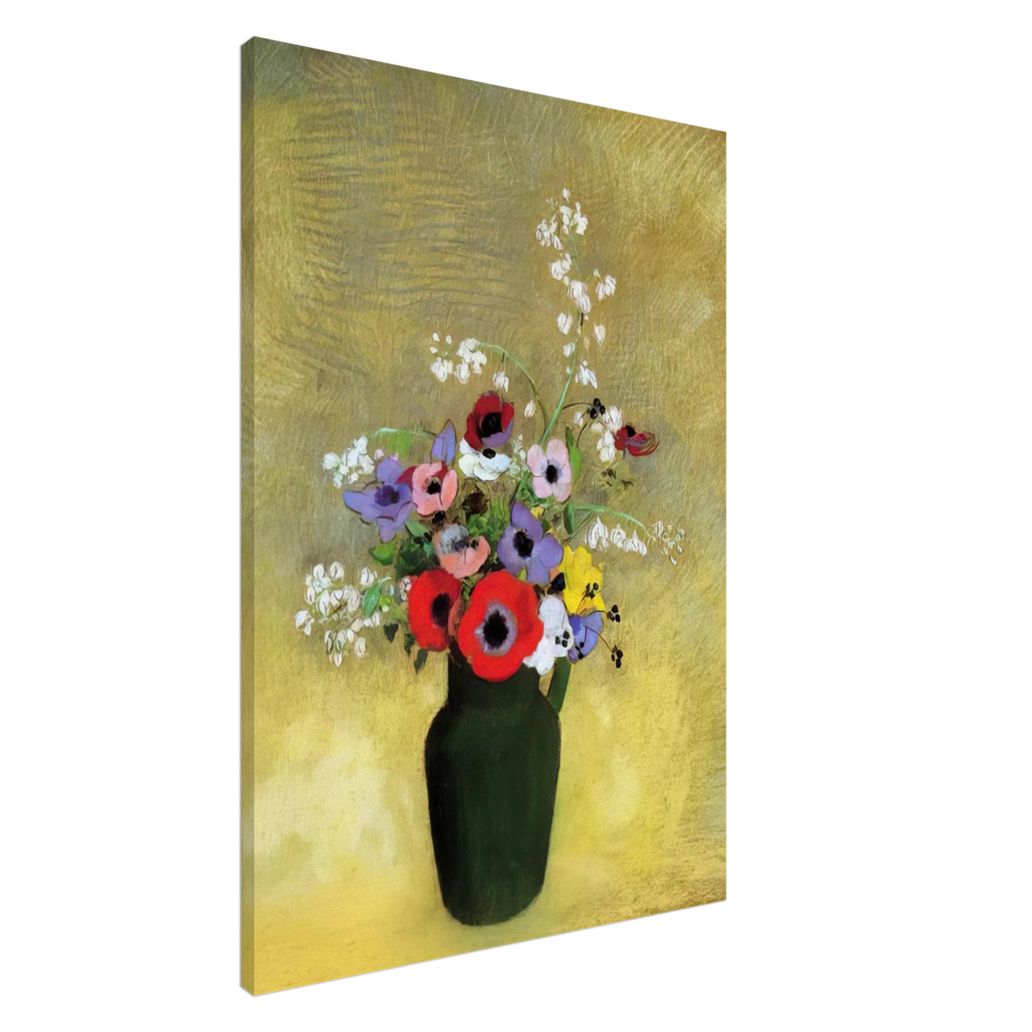 Odilon Redon - FLOWERS IN A GREEN PITCHER Canvas - 20x30 cm / 8x12 inches-canvas