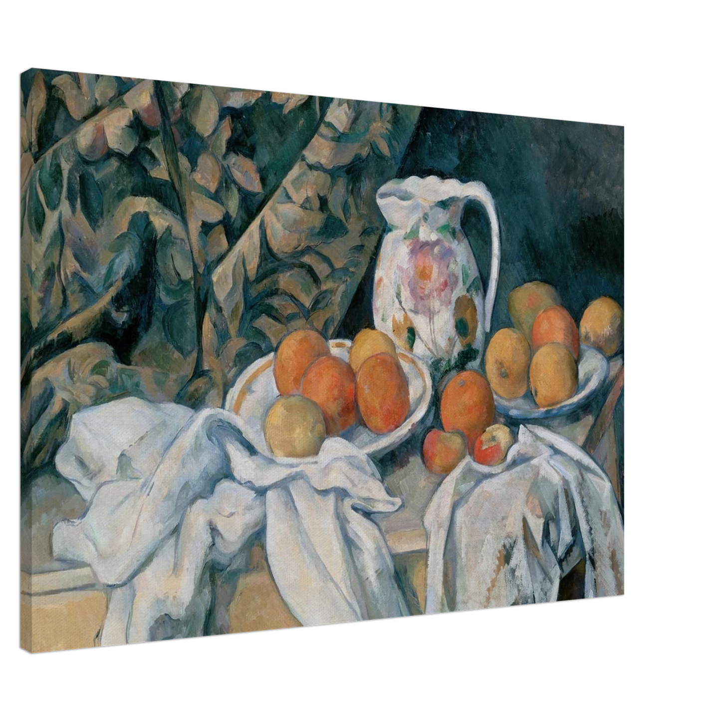 Paul Cezanne - Still Life with Curtain and Flowered Pitcher Canvas - 20x30 cm / 8x12 inches-canvas