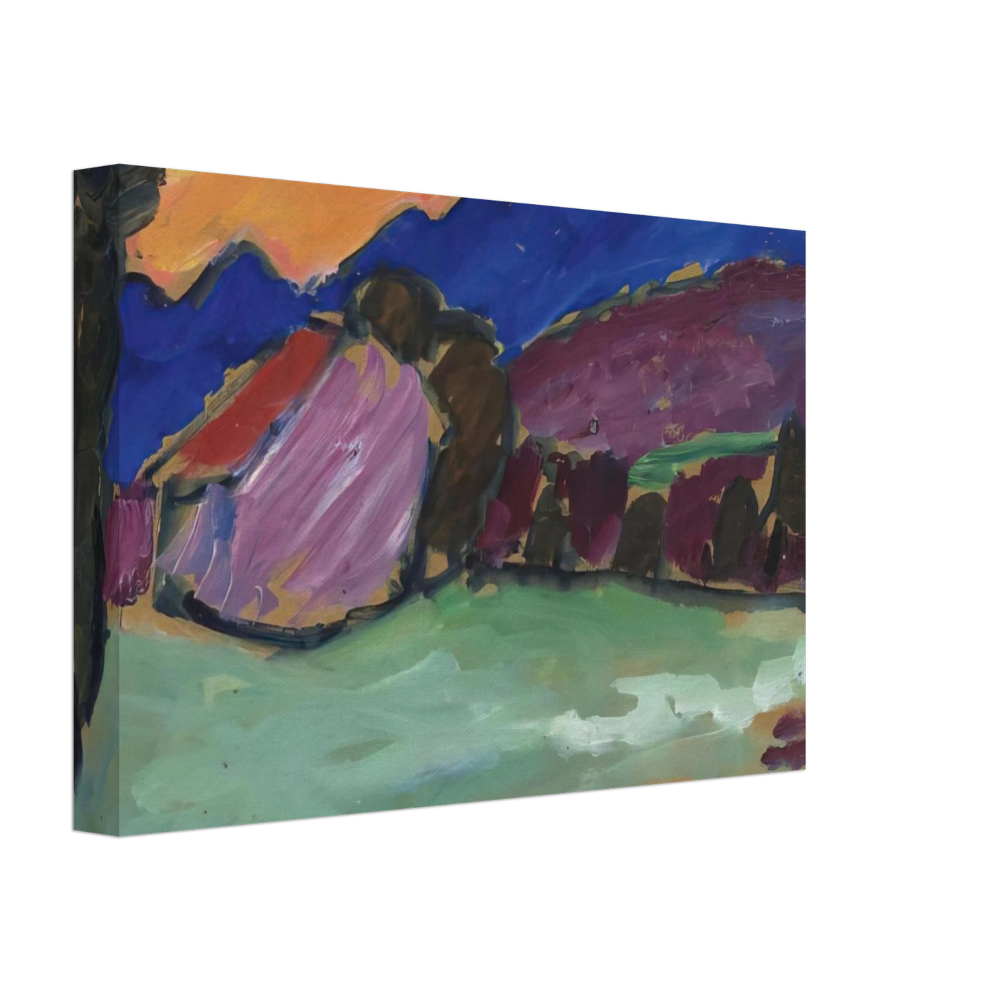 Alexej von Jawlensky - ROTER ABEND BLAUE BERGE 1910 Canvas - 40x60 cm / 16x24 inches-canvas