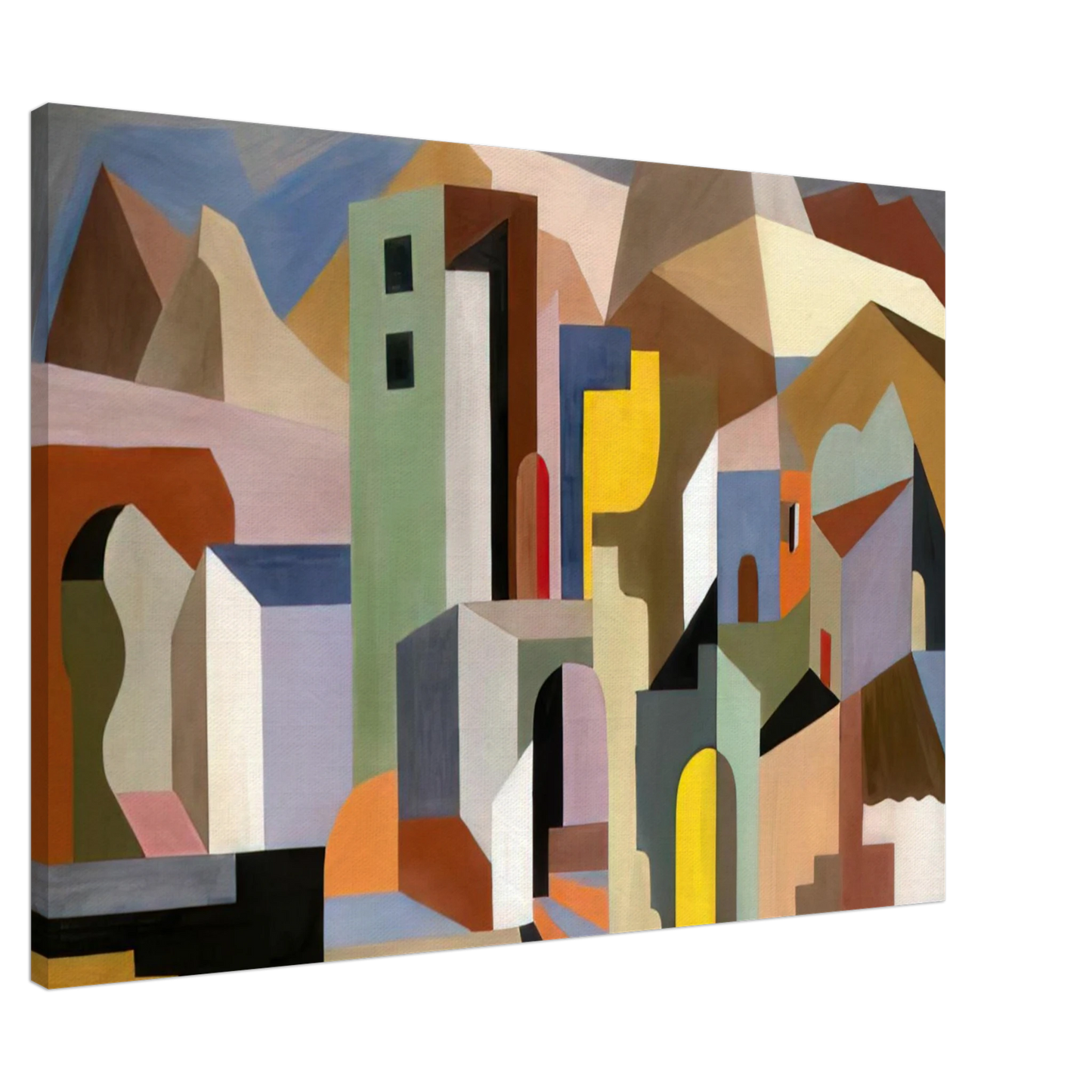 Enrico Prampolini - ARCHITECTURAL FORM OF FUTURE IDEAL LANDSCAPE 1921 Canvas - 20x30 cm / 8x12 inches-canvas