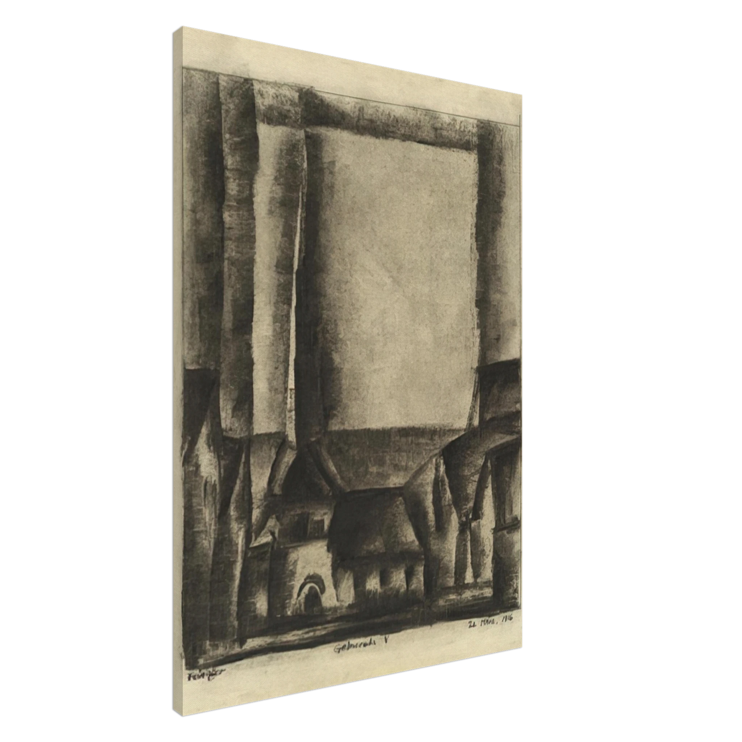 Lyonel Feininger - GELMERODA V 1916 Canvas - 20x30 cm / 8x12 inches-canvas