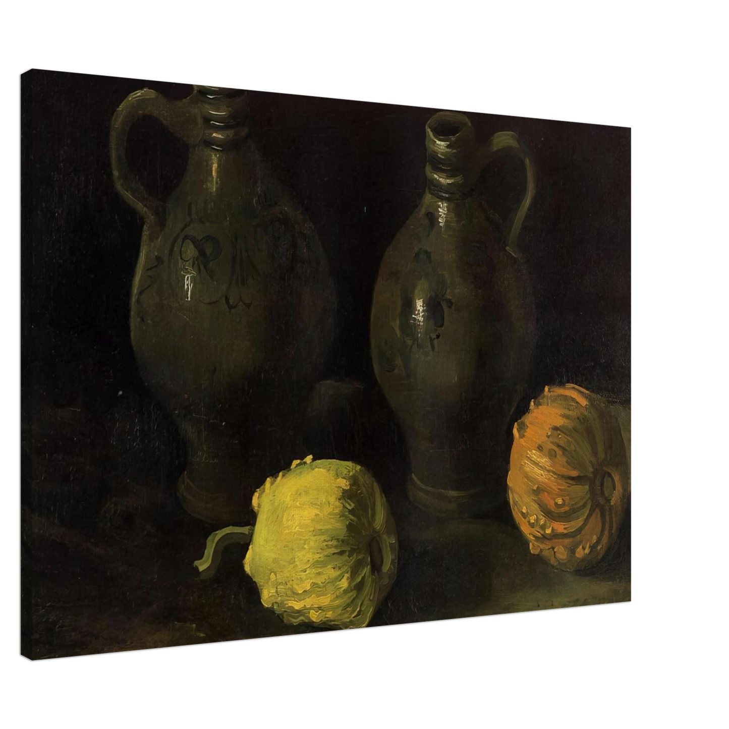 Vincent van Gogh - Still Life with Two Jars and Two Pumpkins Canvas - 20x30 cm / 8x12 inches-canvas