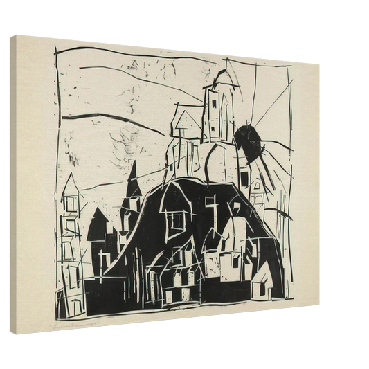Lyonel Feininger - CITY ON THE MOUNTAIN STADT AUF DEM BERGE 1918 Canvas - 20x30 cm / 8x12 inches-canvas