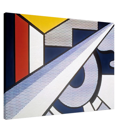 Roy Lichtenstein - MODERN PAINTING WITH WEDGE 1967 Canvas - 20x30 cm / 8x12 inches-canvas