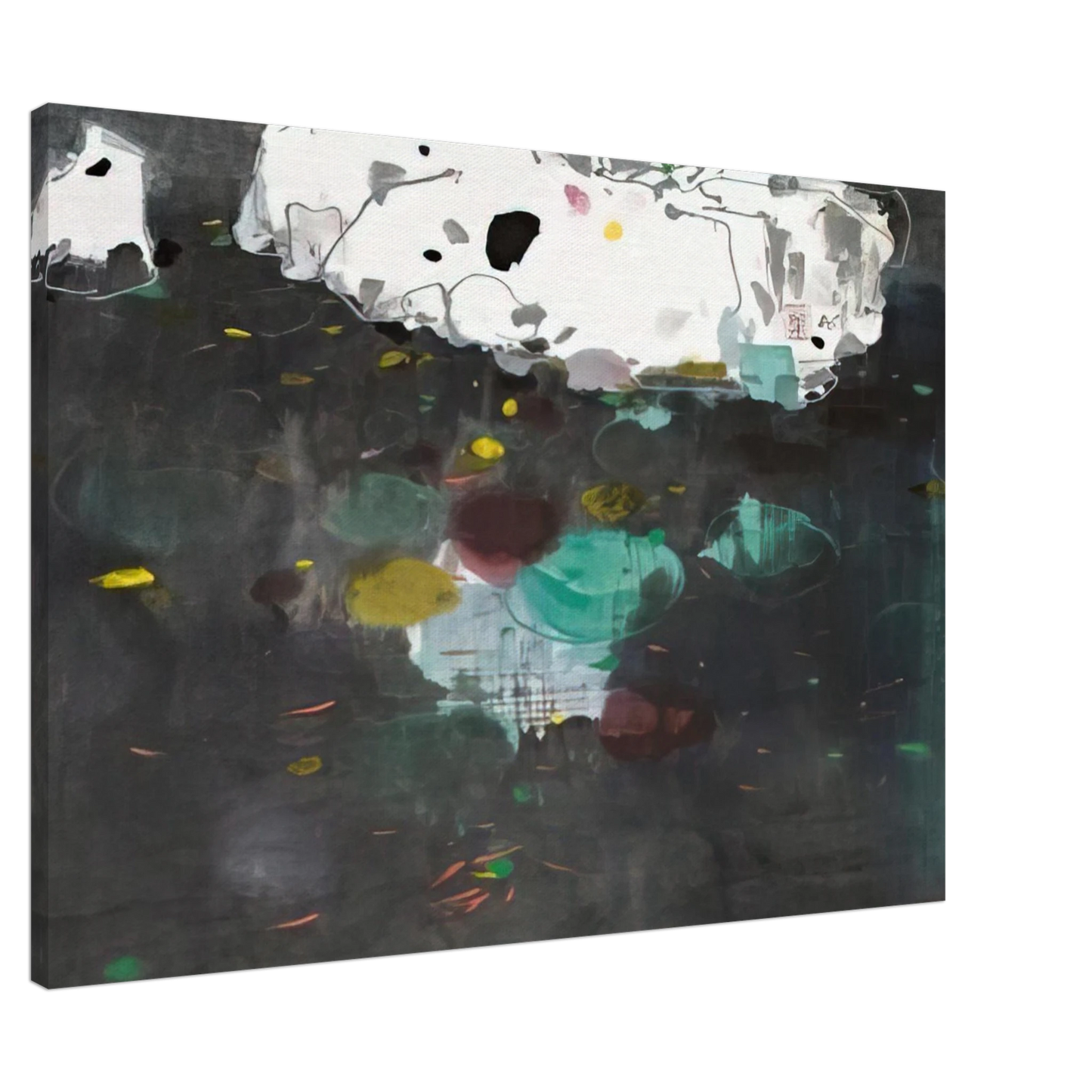 Wu Guanzhong - Fishes - 1986 Canvas - 20x30 cm / 8x12 inches-canvas