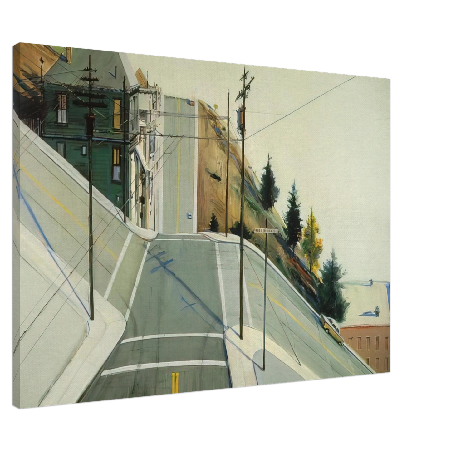 Wayne Thiebaud - 24th Street Intersection - 1977 Canvas - 20x30 cm / 8x12 inches-canvas