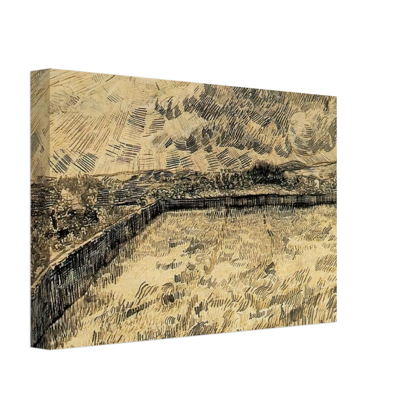Vincent van Gogh - Wheat field with sun and cloud Canvas - 40x60 cm / 16x24 inches-canvas