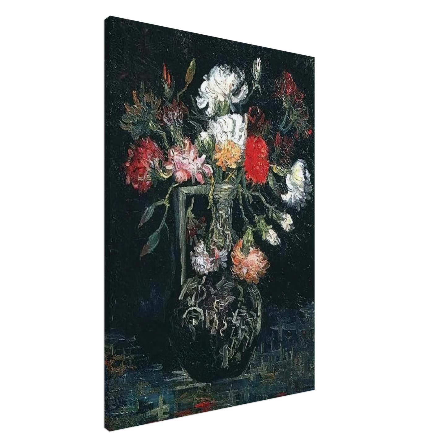 Vincent van Gogh - Vase with White and Red Carnations Canvas - 20x30 cm / 8x12 inches-canvas