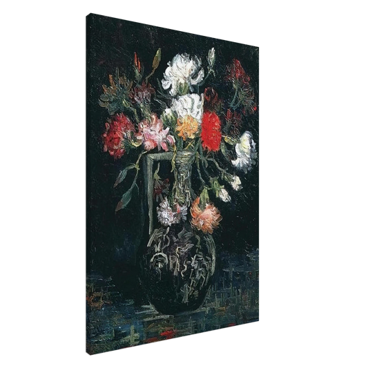 Vincent van Gogh - Vase with White and Red Carnations Canvas - 20x30 cm / 8x12 inches-canvas