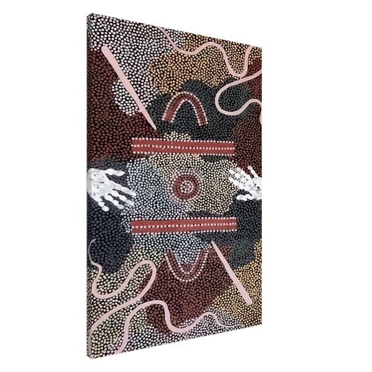 Clifford Possum Tjapaltjarri - Initiation Ceremony - 1998 Canvas - 20x30 cm / 8x12 inches-canvas