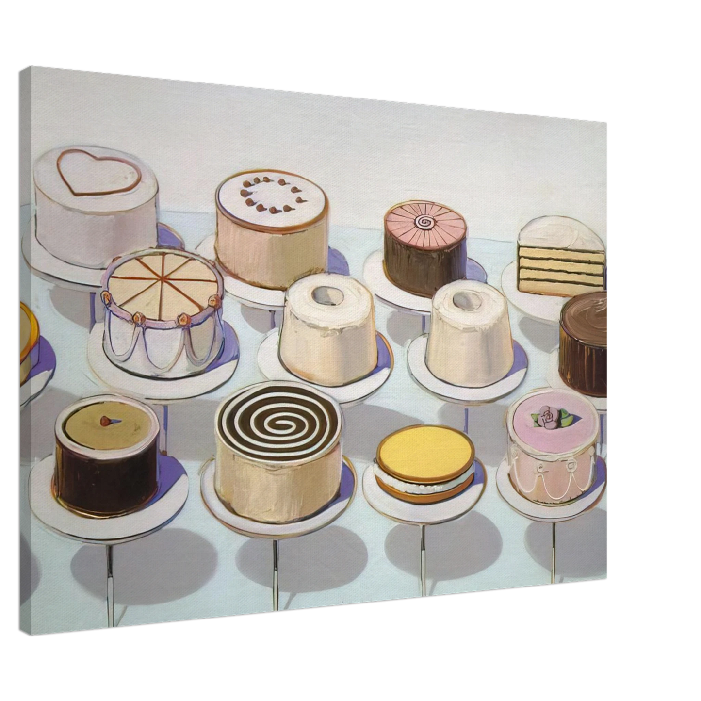 Wayne Thiebaud - Cakes - 1963 Canvas - 20x30 cm / 8x12 inches-canvas
