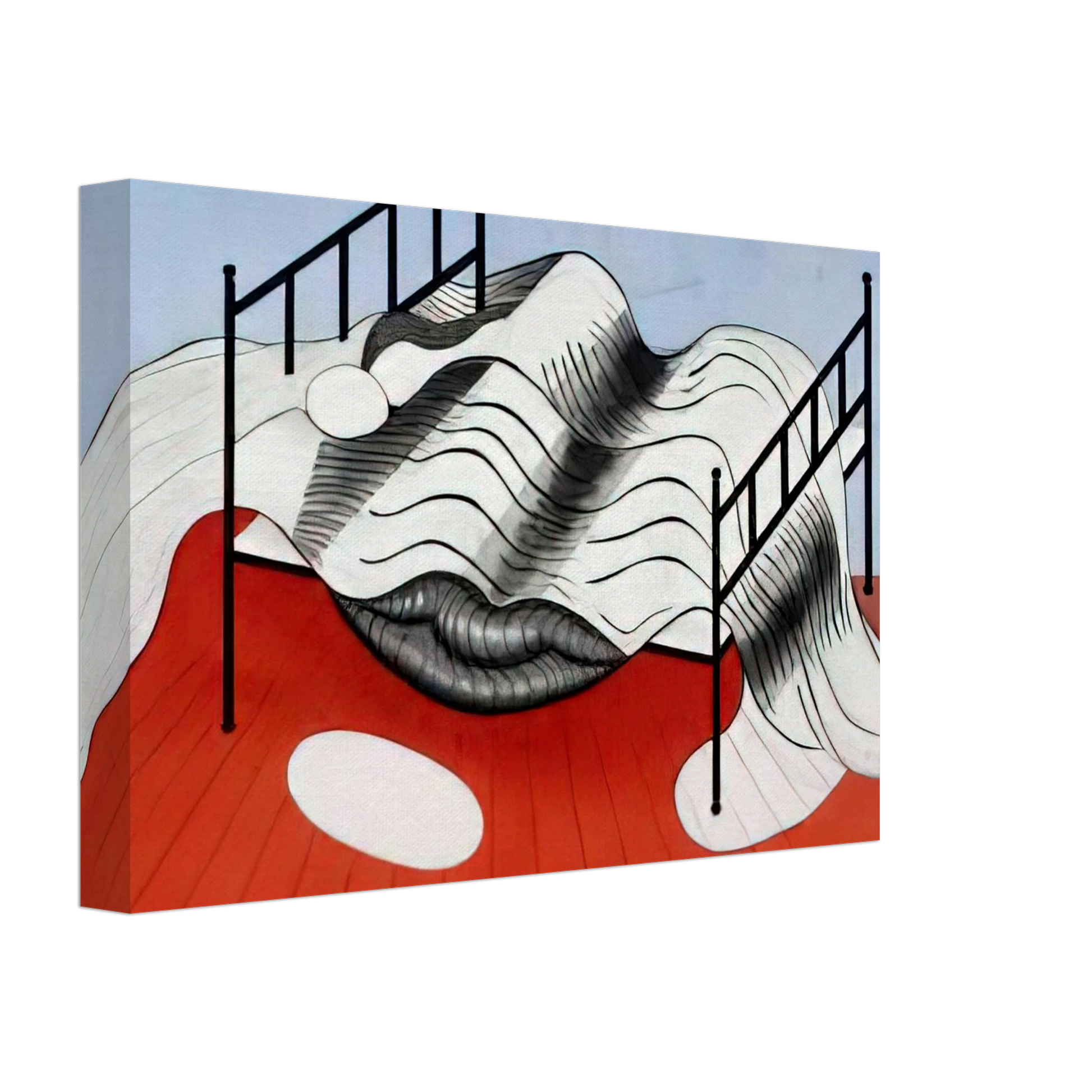 Louise Bourgeois - THE BIG BED WITH QUILT 1997 Canvas - 40x60 cm / 16x24 inches-canvas