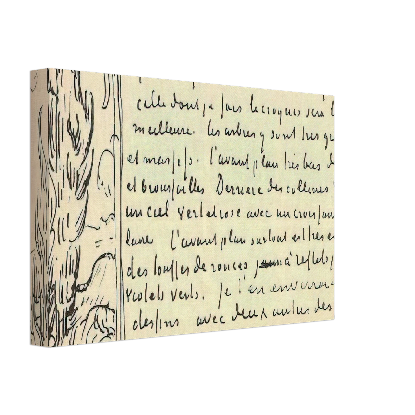 Vincent van Gogh - Cypresses Sketch on a Letter to Theo Van Gogh Canvas - 70x100 cm / 28x40 inches-canvas