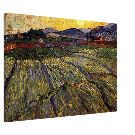 Vincent van Gogh - Wheat Field with Rising Sun Canvas - 20x30 cm / 8x12 inches-canvas