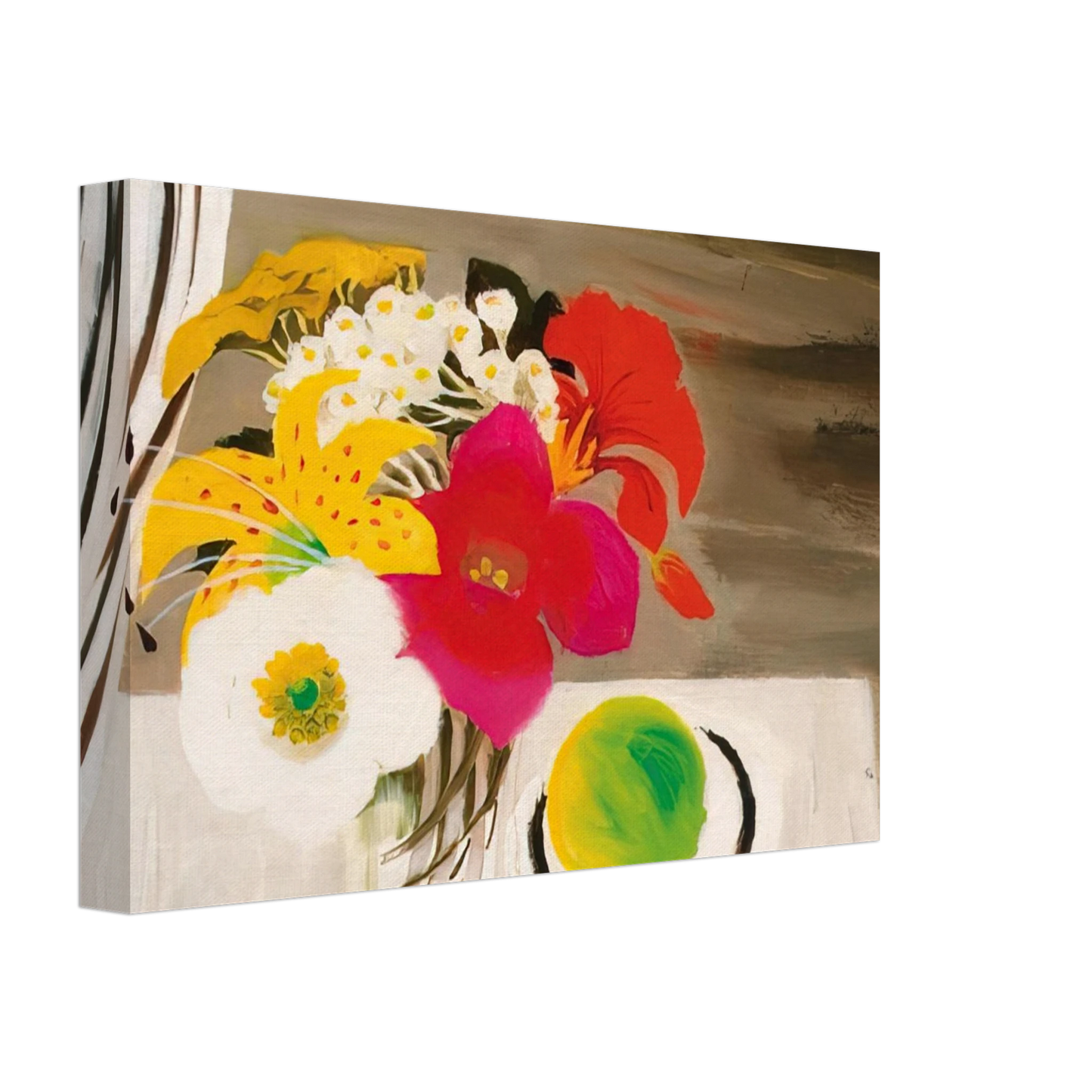 Mary Fedden - Still Life with Fruit and Flowers - 1988 Canvas - 70x100 cm / 28x40 inches-canvas