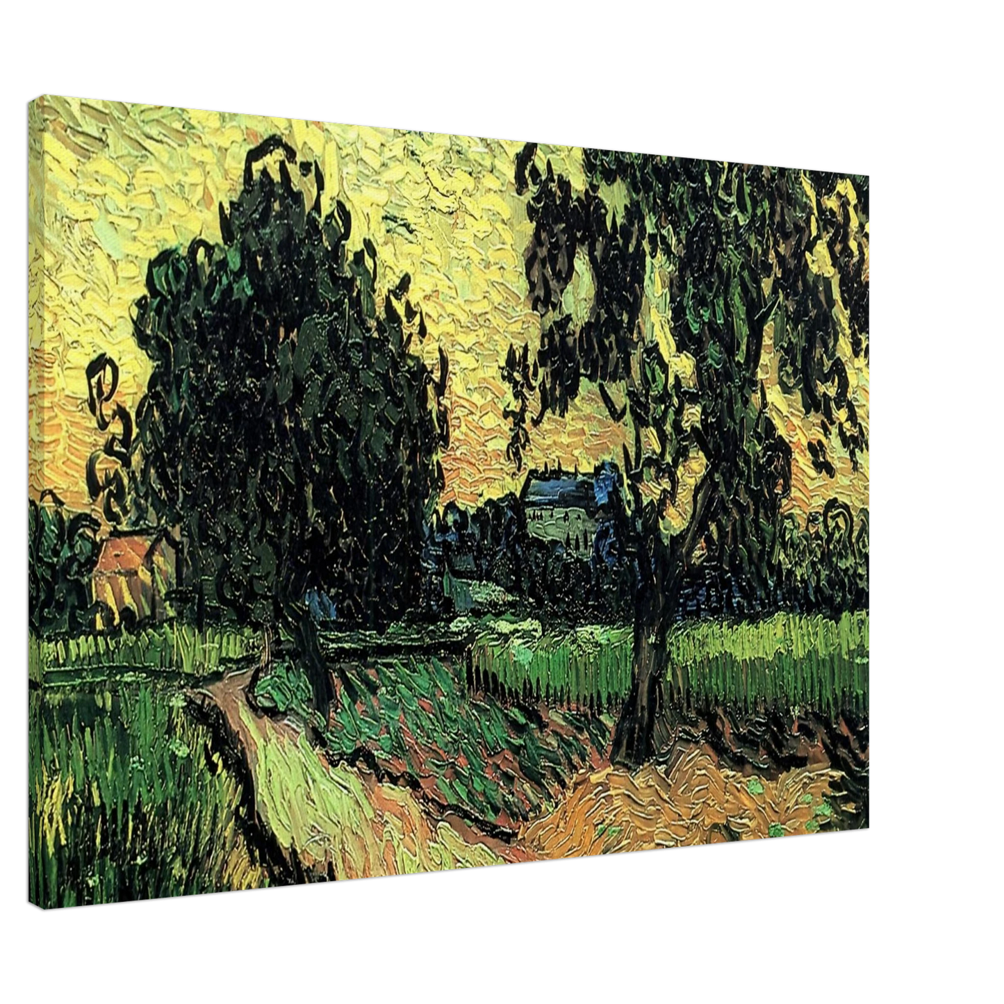 Vincent van Gogh - Landscape with the Chateau of Auvers at Sunset Canvas - 20x30 cm / 8x12 inches-canvas