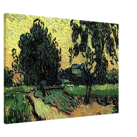 Vincent van Gogh - Landscape with the Chateau of Auvers at Sunset Canvas - 20x30 cm / 8x12 inches-canvas