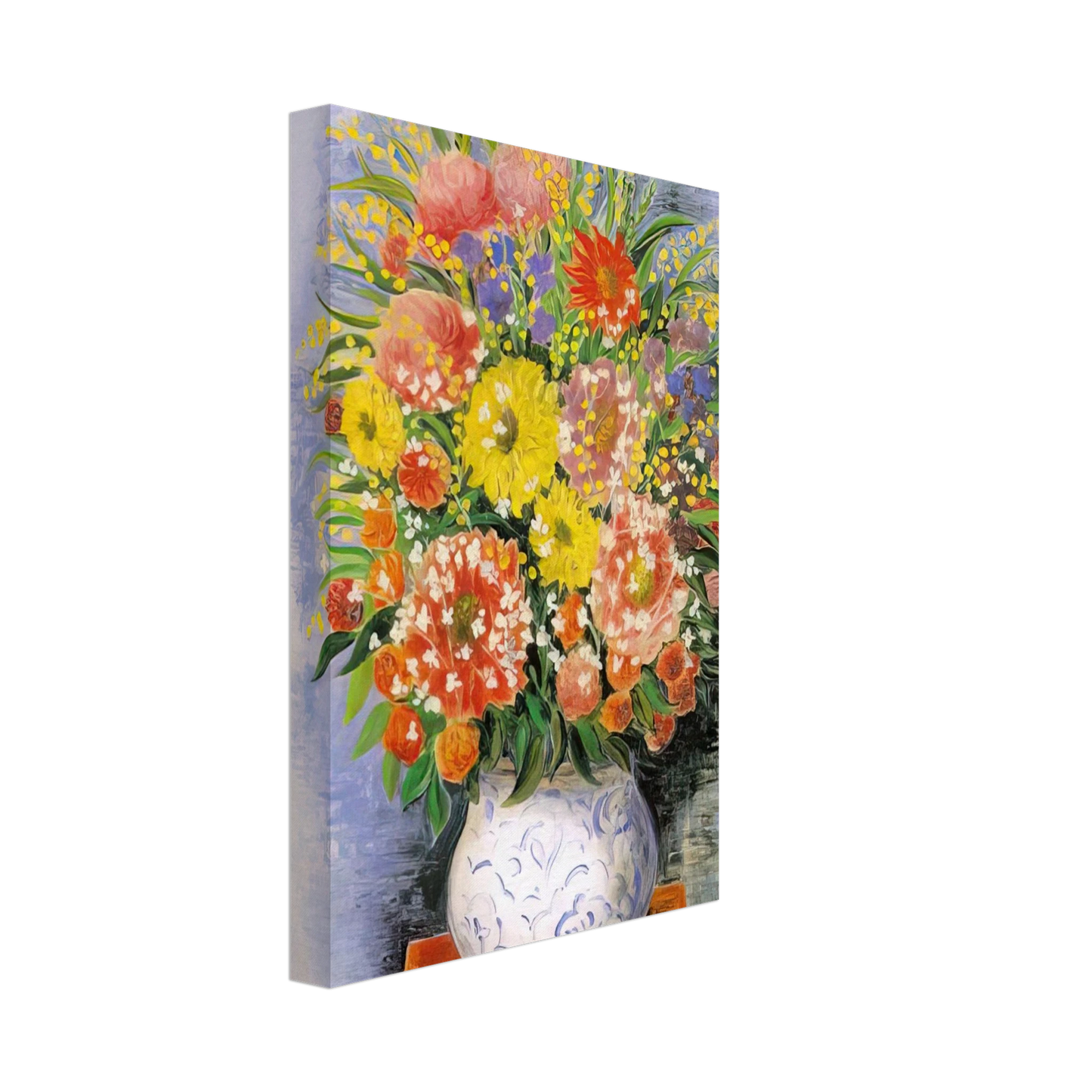 Moise Kisling - BOUQUET OF VARIOUS FLOWERS AND MIMOSA Canvas - 40x60 cm / 16x24 inches-canvas