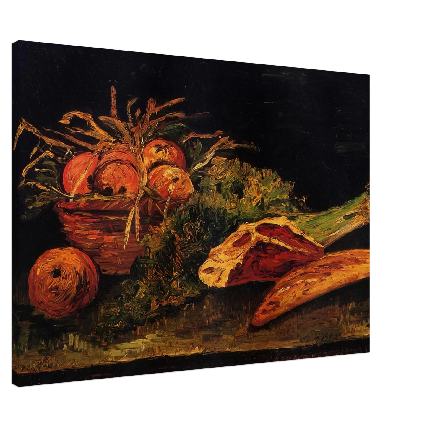 Vincent van Gogh - Still Life with Apples, Meat and a Roll Canvas - 20x30 cm / 8x12 inches-canvas