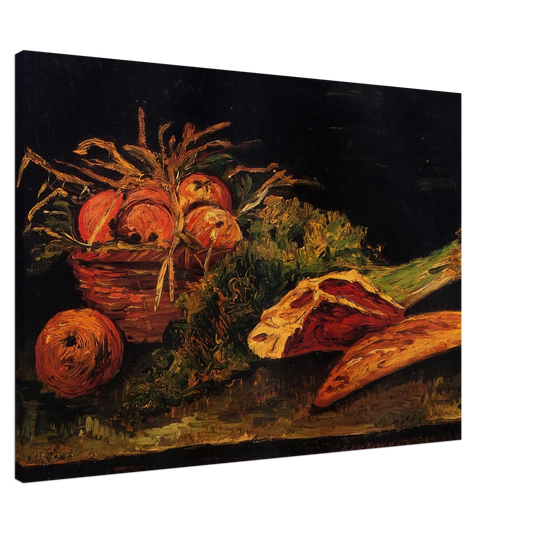 Vincent van Gogh - Still Life with Apples, Meat and a Roll Canvas - 20x30 cm / 8x12 inches-canvas