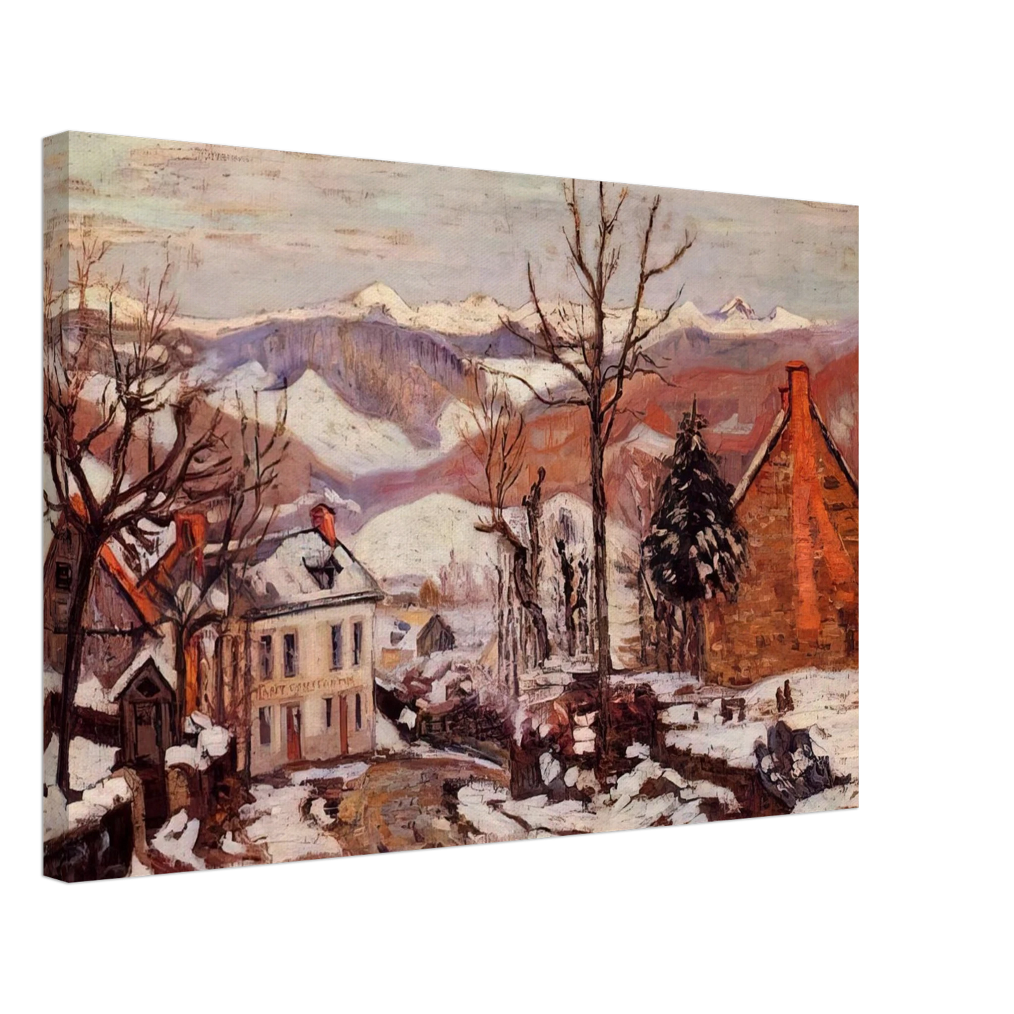 Armand Guillaumin - Winter in Saint-Sauves-d'Auvergne - 1900 France Canvas - 40x60 cm / 16x24 inches-canvas