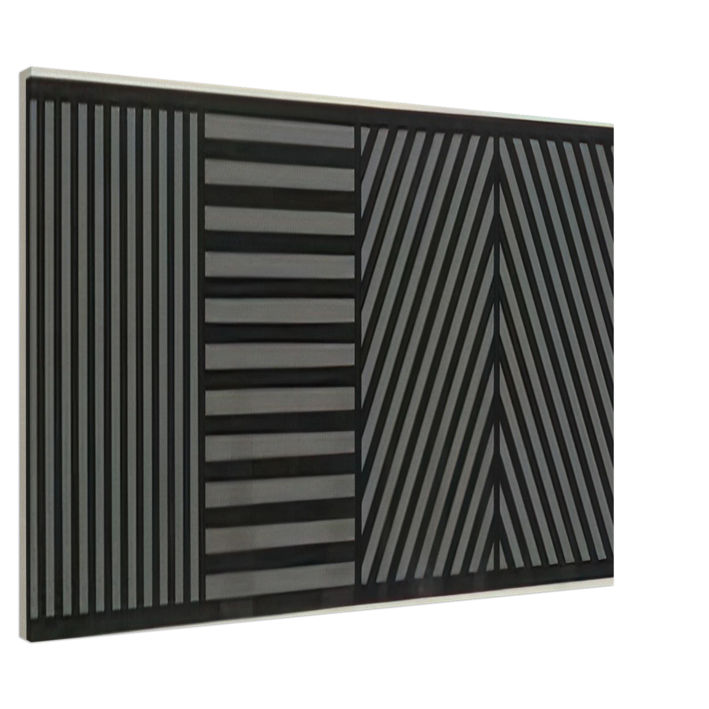 Sol LeWitt - Bands of Lines One Inch Wide in Four Directions in Black and Gray Canvas - 20x30 cm / 8x12 inches-canvas