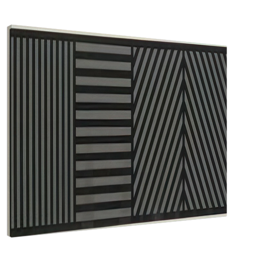 Sol LeWitt - Bands of Lines One Inch Wide in Four Directions in Black and Gray Canvas - 20x30 cm / 8x12 inches-canvas