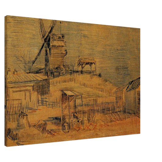 Vincent van Gogh - Gardens on Montmartre and the Blute-Fin Windmill Canvas - 20x30 cm / 8x12 inches-canvas