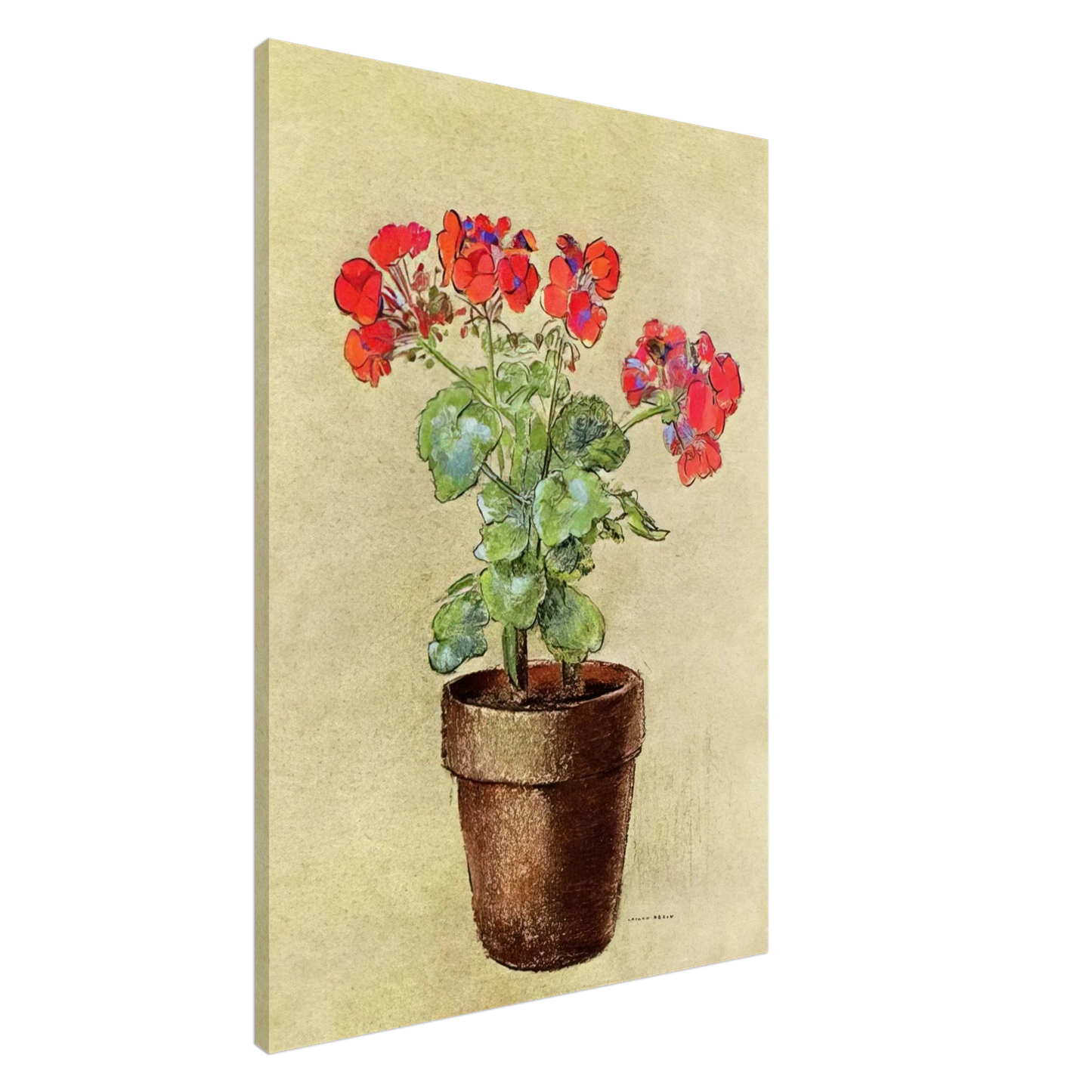 Odilon Redon - GERANIUMS 1902 Canvas - 20x30 cm / 8x12 inches-canvas