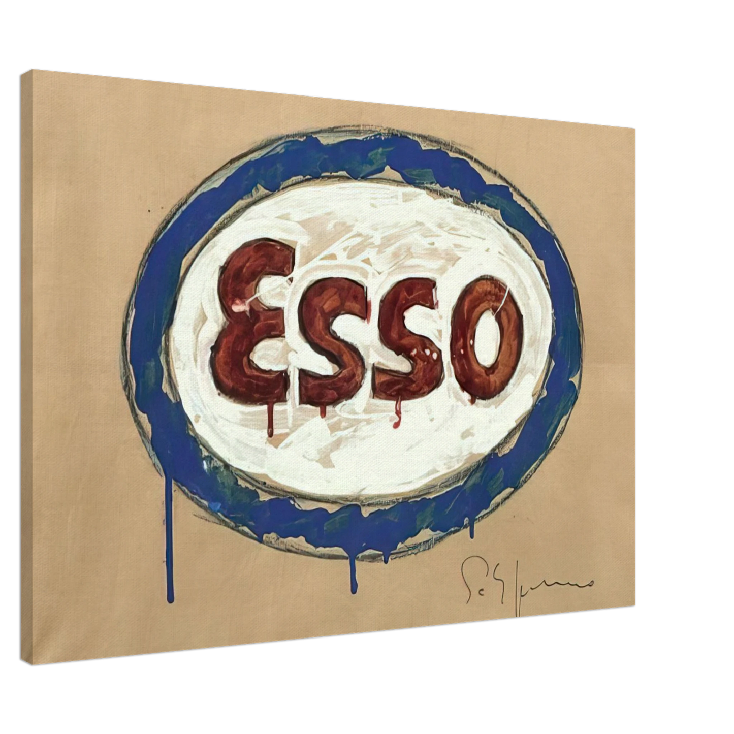 Mario Schifano - Esso - Pop Art Canvas - 20x30 cm / 8x12 inches-canvas