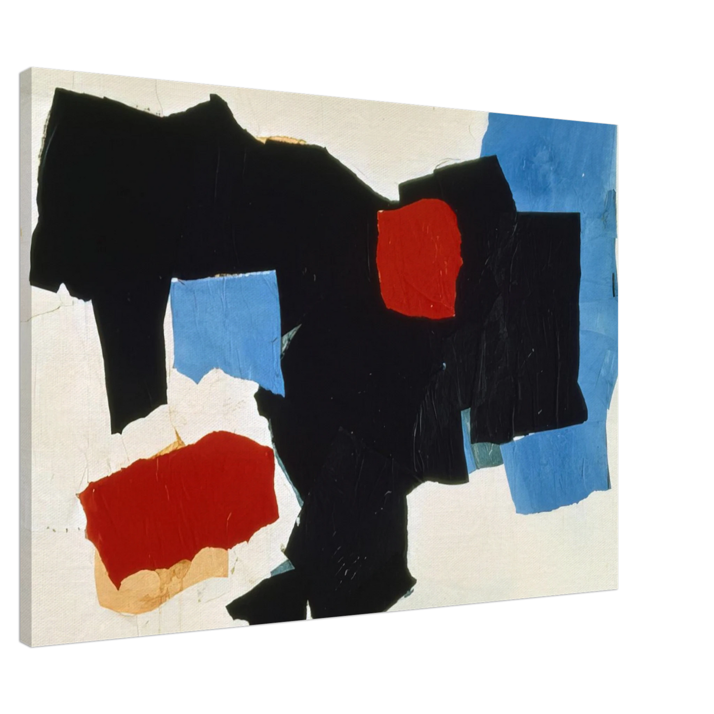 Esteban Vicente - BLUE RED BLACK AND WHITE 1961 Canvas - 20x30 cm / 8x12 inches-canvas