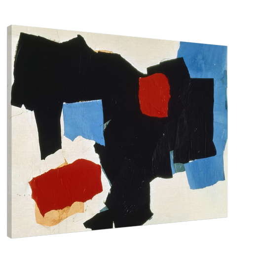 Esteban Vicente - BLUE RED BLACK AND WHITE 1961 Canvas - 20x30 cm / 8x12 inches-canvas