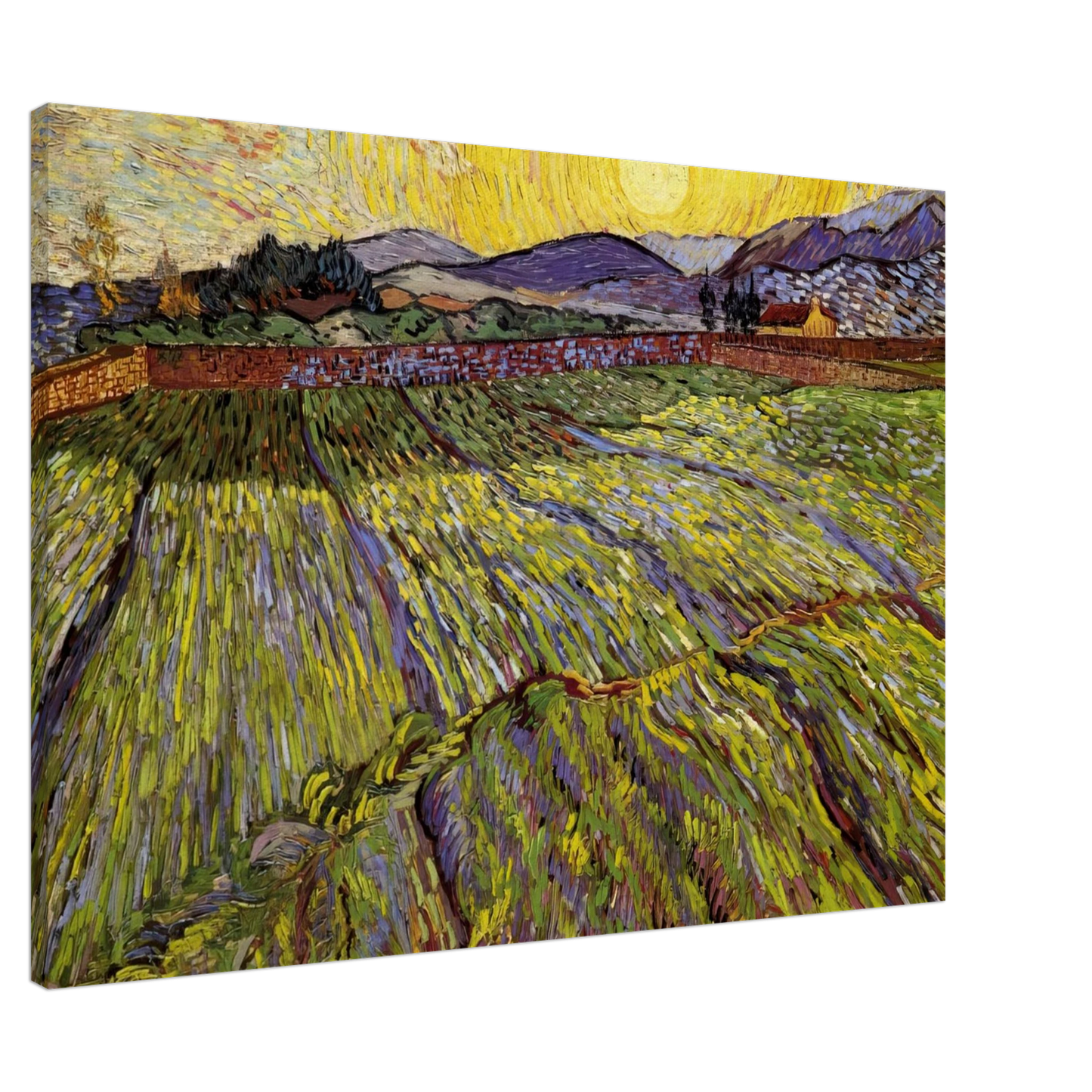Vincent van Gogh - Enclosed field with rising sun Canvas - 20x30 cm / 8x12 inches-canvas