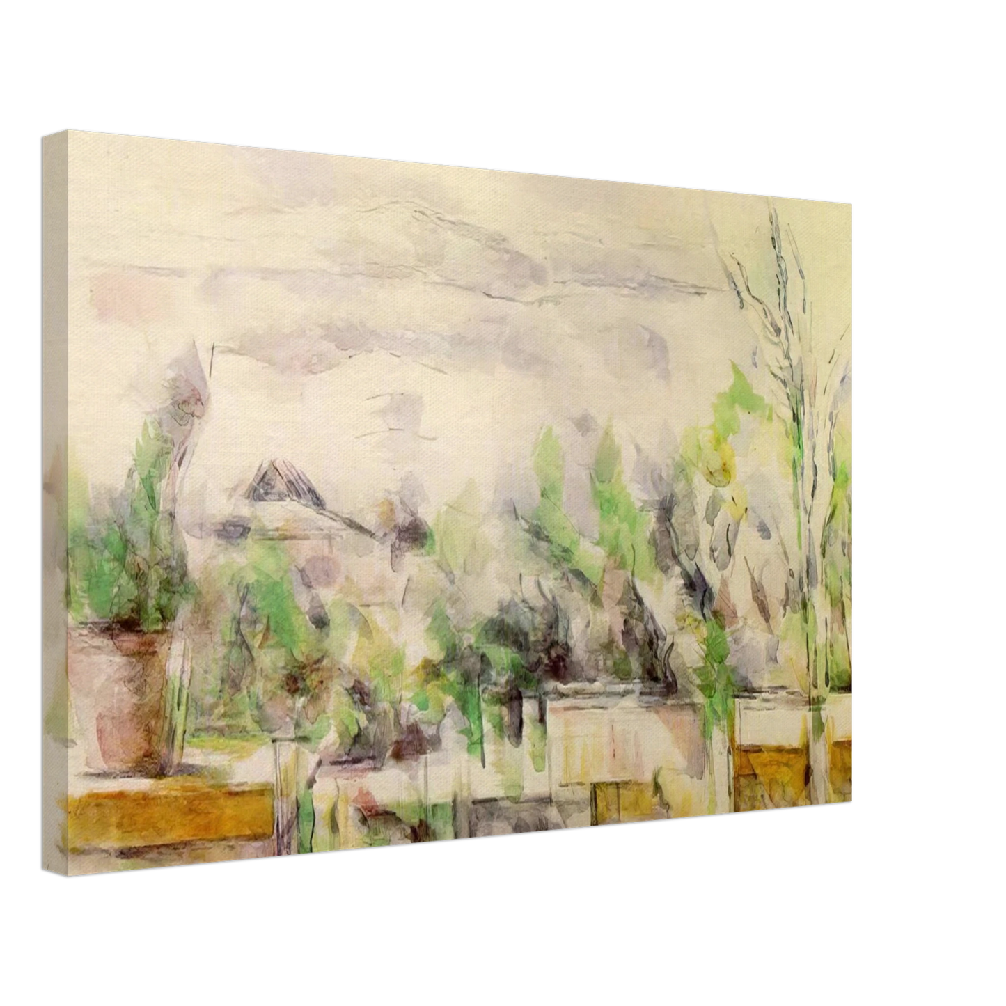 Paul Cezanne - The Garden Terrace at Les Lauves Canvas - 40x60 cm / 16x24 inches-canvas